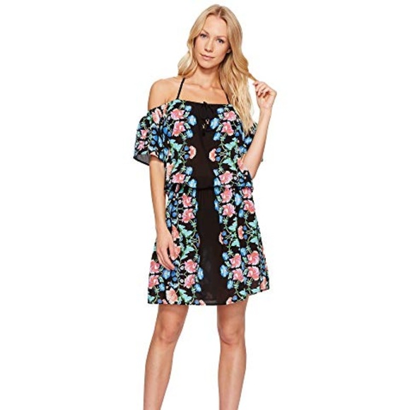 Nanette Lepore Damask Floral Off Shoulder Cover Up - Picture 3 of 4